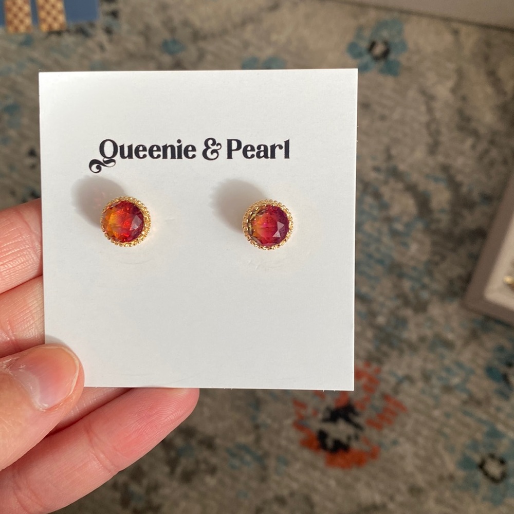 Pink stone earrings